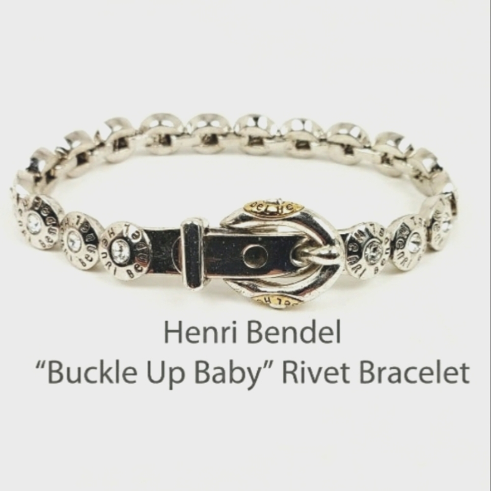 Henri Bendel Vintage "Buckle up Baby" Rivet Bracelet Silver - Picture 2 of 12